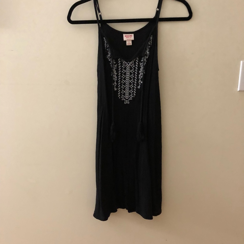 Black dress with white detailing in the front